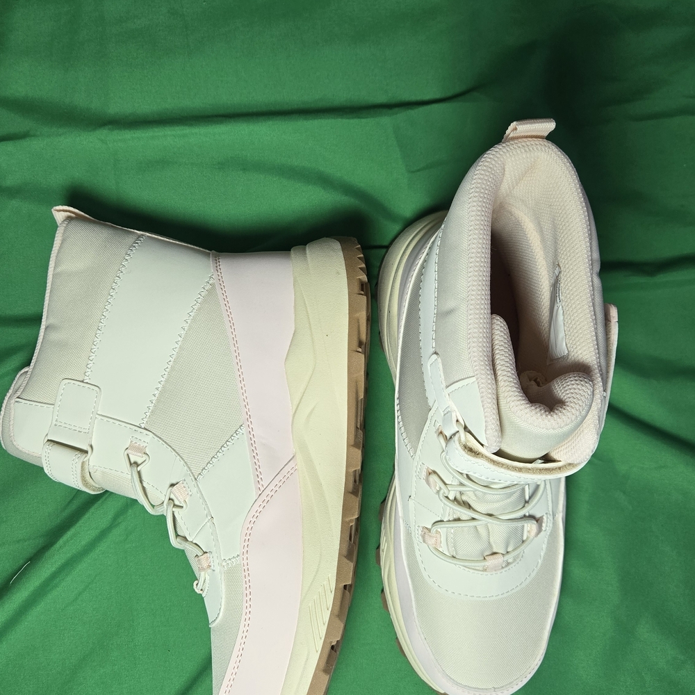 Cat & Jack Girls' Pink and Cream Lace-Up Rain & Snow Boots